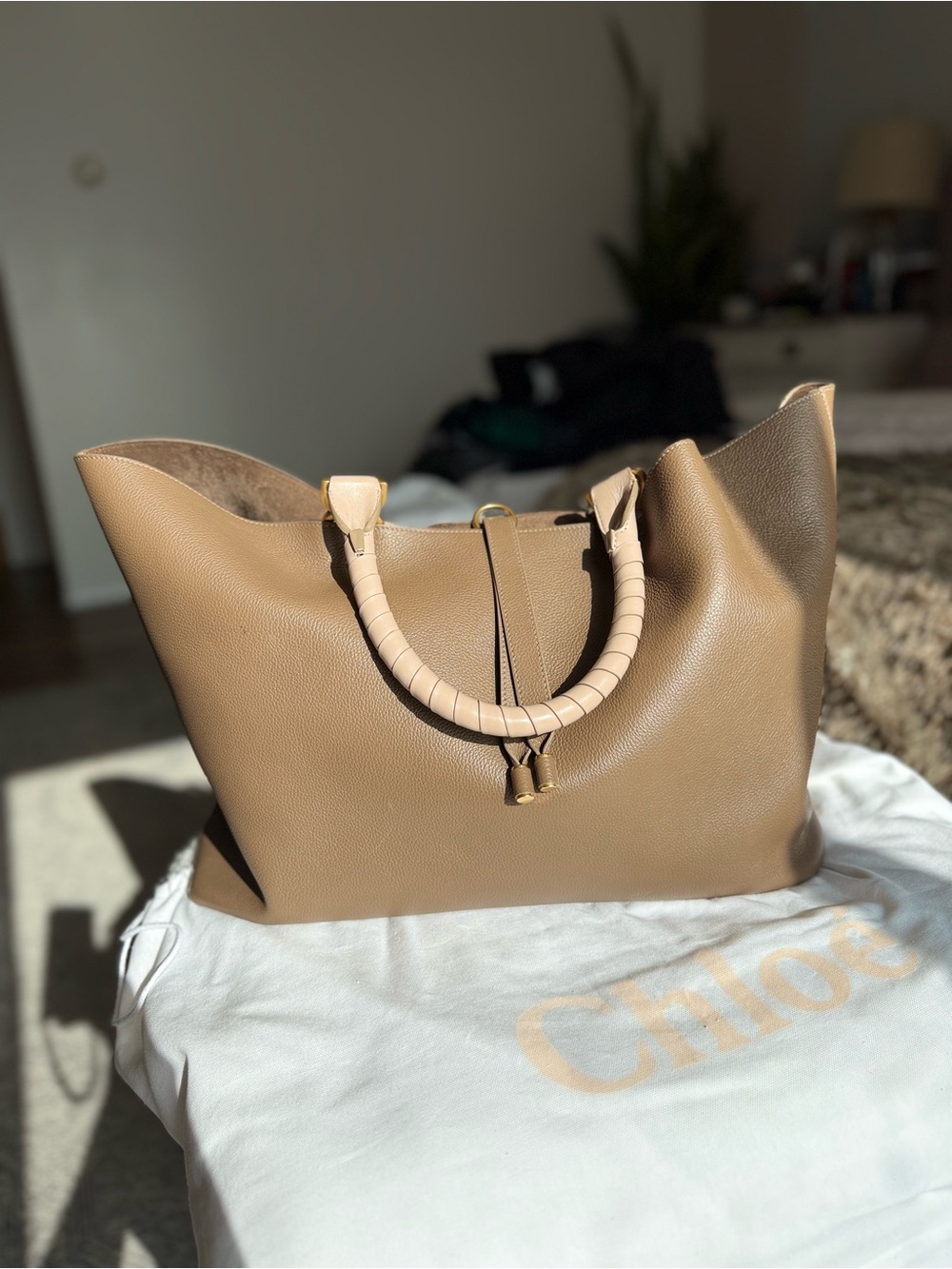 Chloe Leather Tote Bag with Wrapped Handles